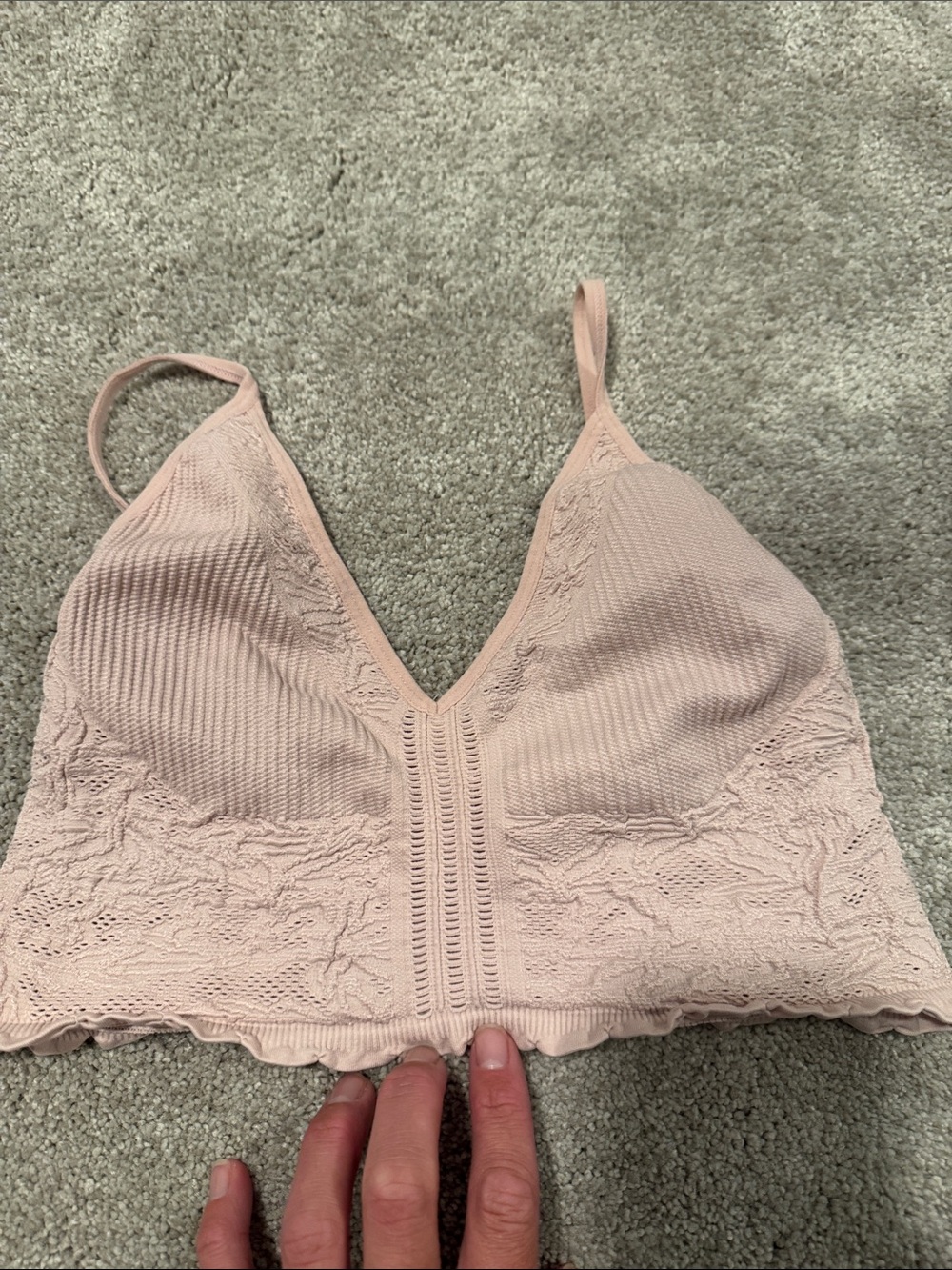 Free People Ribbed Lace Bralette in Blush
